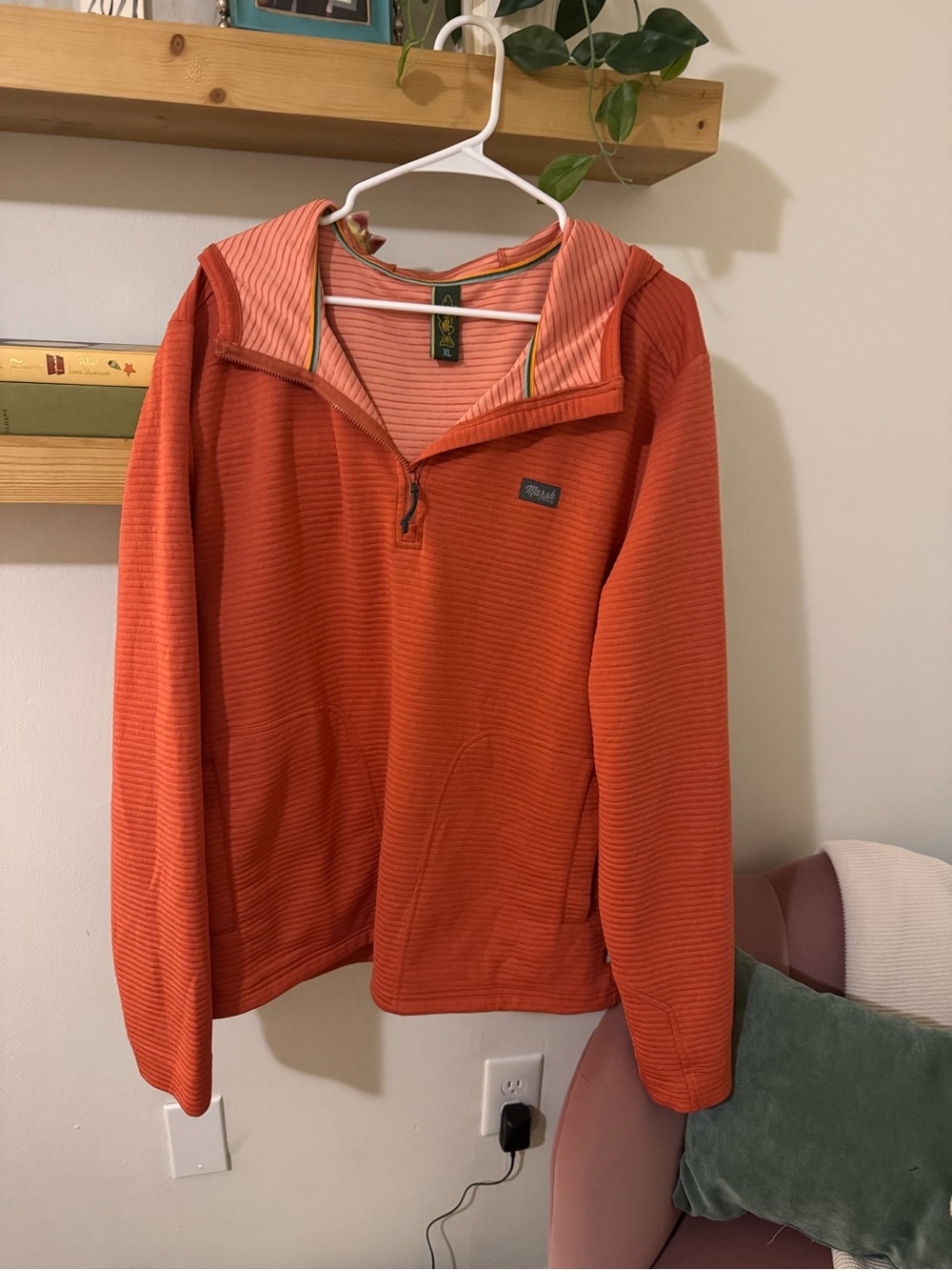 Men's Half-Zip Hooded Sweater — Orange
